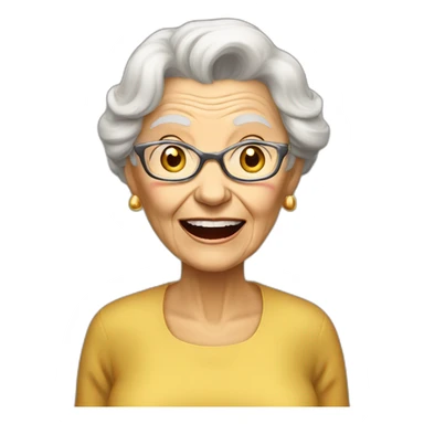 elderly woman speaking loudly golden shirt sticker