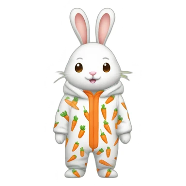 cute rabbit dressed with carrots printed on his pajamas sticker