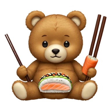 Teddy bear eating sushi  sticker