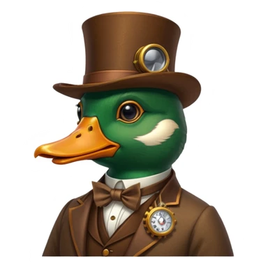 Create a steampunk mallard that has  a monocle glasses
 sticker
