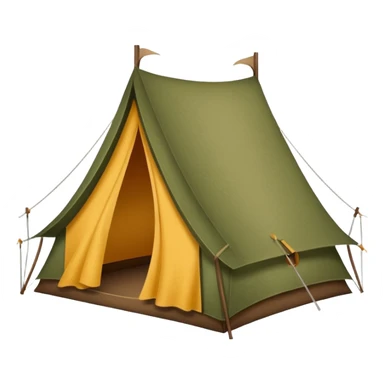 Large camping tent made of felt texture, scrapbooking style, transparent background sticker