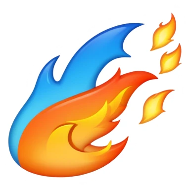 fire streak emoji, playful and modern with blue to orange gradient, vibrant

 sticker