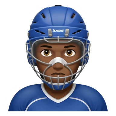 American black Hockey player without a Helmet  and have  a goalkeeper mask which have small holes sticker