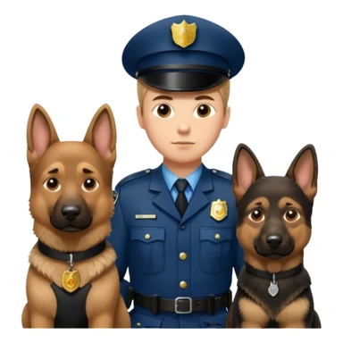 A German Shepherd sitting beside a police officer, both in focus, representing loyalty and discipline. Urban background, realistic tone, professional lighting. sticker