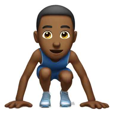 man at the start of a race, crouched down at the starting line, about to run line sticker