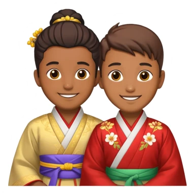 gay happy brown skin couple in hanfu sticker