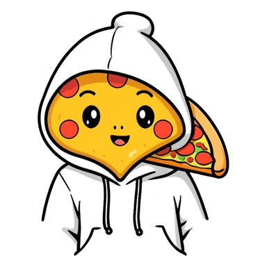 Pizza in a hoodie and the hood is up and he’s embarrassed  sticker