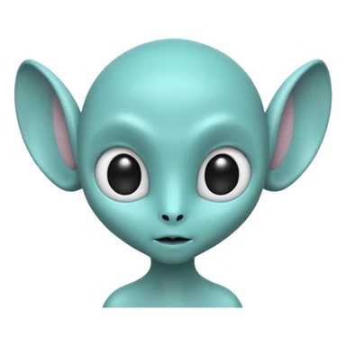 teal smooth alien with two rounded ears and big pure black eyes sticker