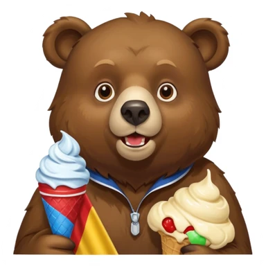 A bear who eats ice cream and Rossi's flag in the background sticker