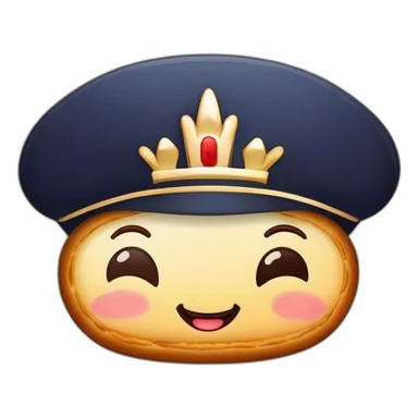 baguette with a french cap and a crown sticker