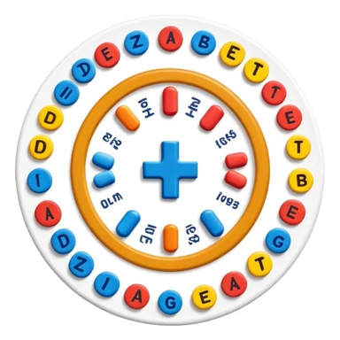 circle logo for a website about Type 1 diabetes and aging to share knowledge and ways of coping, energetic, as a board game sticker
