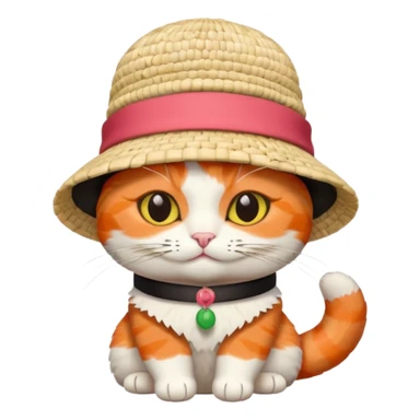 cat wearing a hat made out of sushi sticker