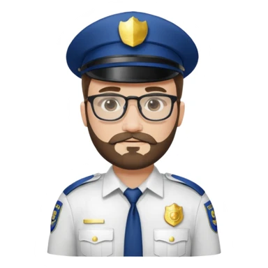 Police officer with glasses and beards(white uniform) sticker