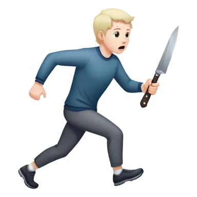 Frightened person sprinting away from a shadow with a knife sticker