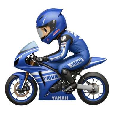 yamaha motorcycle racer with full face helmet sticker