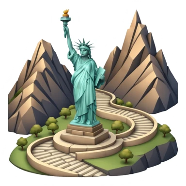 Montaña con con la estatua de la libertad con subida en curva zigzag sticker