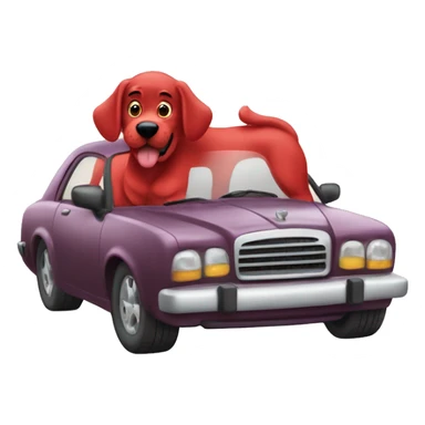 Clifford the big red dog in a car sticker