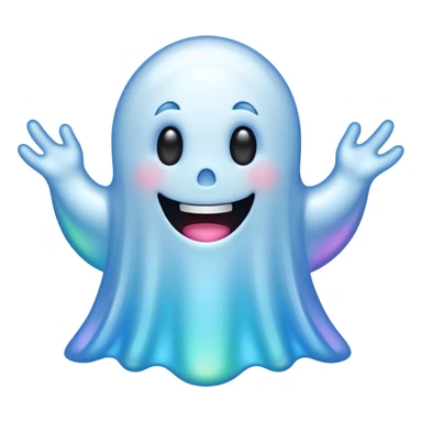 Holographic chrome happy cartoon ghost sticker