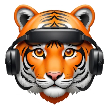 tiger face wearing VR headset for Twitch emote sticker