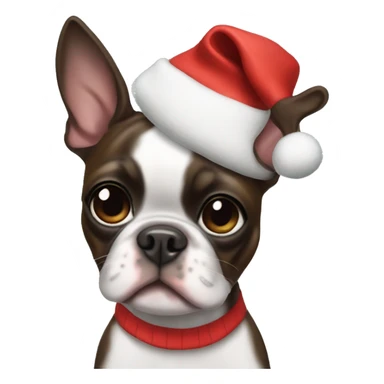 Boston terrier wearing a reindeer outfit  sticker