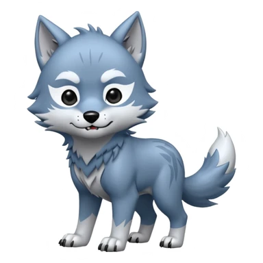 Toony Chibi bluish-silvery Cool Edgy Scarred Badass Ginga Nagareboshi Gin/Silver Fang the wolf (full body) (feral) (4 legs) (canine) sticker