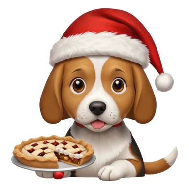 beagle in the santa hat eating a pie sticker