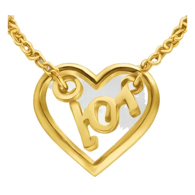 Heart shaped gold necklace with a letter Son it  sticker