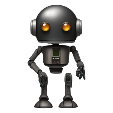 Person who is a droid with mounted lasers on their head with dark skin and a big nose full body picture sticker
