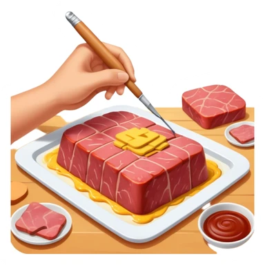artist painting a SPAM meat landscape  sticker