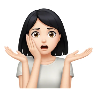 Shocked girl face and hands on face , black hair  sticker