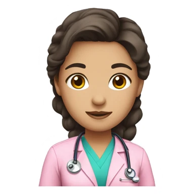 Cute brunette doctor with pink scrubs  sticker