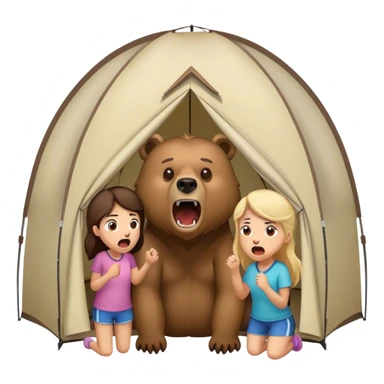 simple Grizzly Bear growling at girls inside of a tent sticker