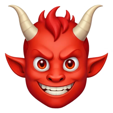 Mischievous red devil with pointy horns and smirk sticker