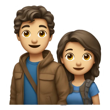 Un garçon et deux filles jumelles brunes enfants sticker