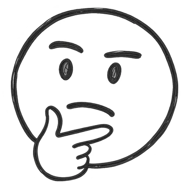 thinking face, sketchy lines, casual feel sticker