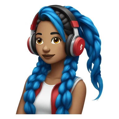 Latina with headphones blue and red split dye hair sticker