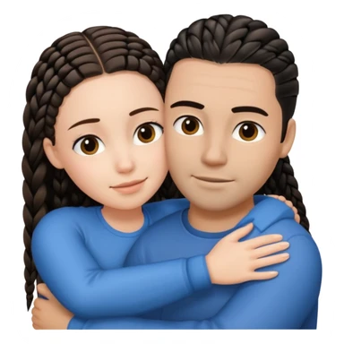 brunette girl with straight hair and medium toned guy with black cornrows hair hugging sticker