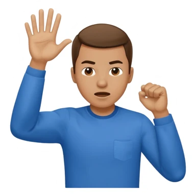 wearing a blue shirt punching the air sticker