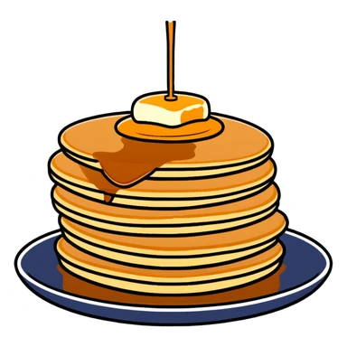 stack of pancakes with maple syrup sticker