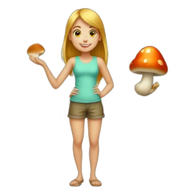 Fille qui met un doigt de pied dans un champignon sticker