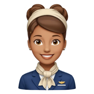  flight attendant, Light Brown skin, brown hair in one bun, neck scarf sticker