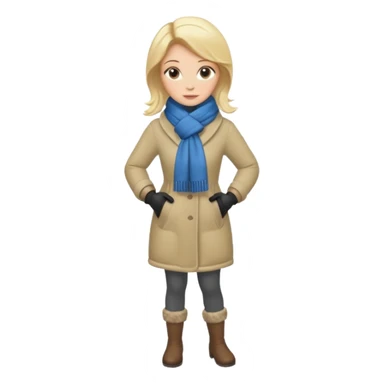 Chica blanca,pelo rubio y recogido,   invierno cuerpo entero sticker