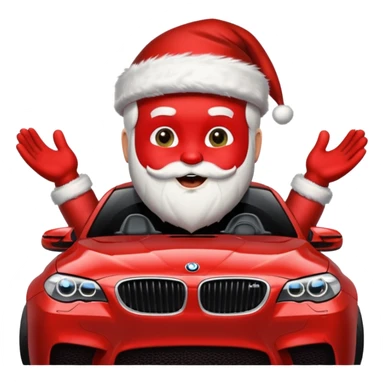 Santa with surprise,surprise is black bmw m 5 sticker