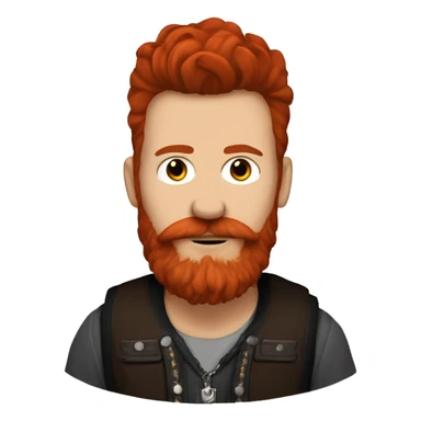 Baltic German Russian Métis Country Punk Guy, Black Auburn Hair, Close Trimmed Red Beard sticker