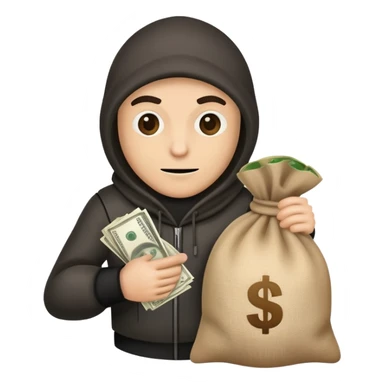 robber with sack of money sticker