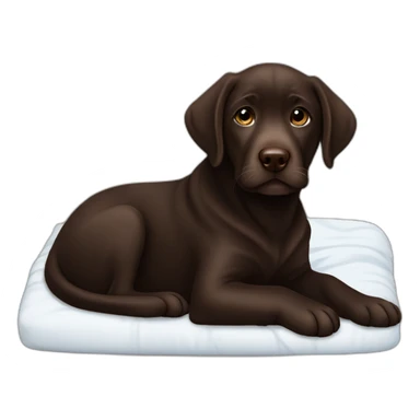Chocolate labrador puppie in black bed sticker