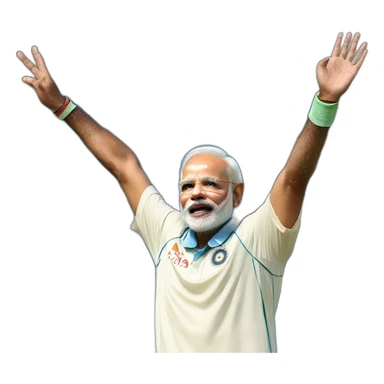 narendra modi in blue indian cricket team jersey doing cristiano ronaldo's celebration 'siuuu' sticker
