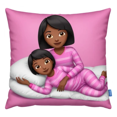 Dark skin Black woman with short  black bob  hair, pink pajamas laying on pillow just me  sticker