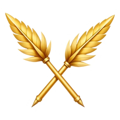 two golden quills crossing each other in a x sticker