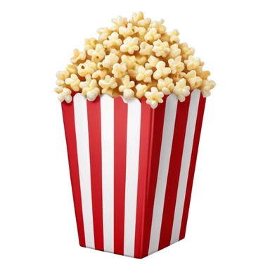 minimalist sweet popcorn emoji style, red and white popcorn box, caramel popcorn sticker